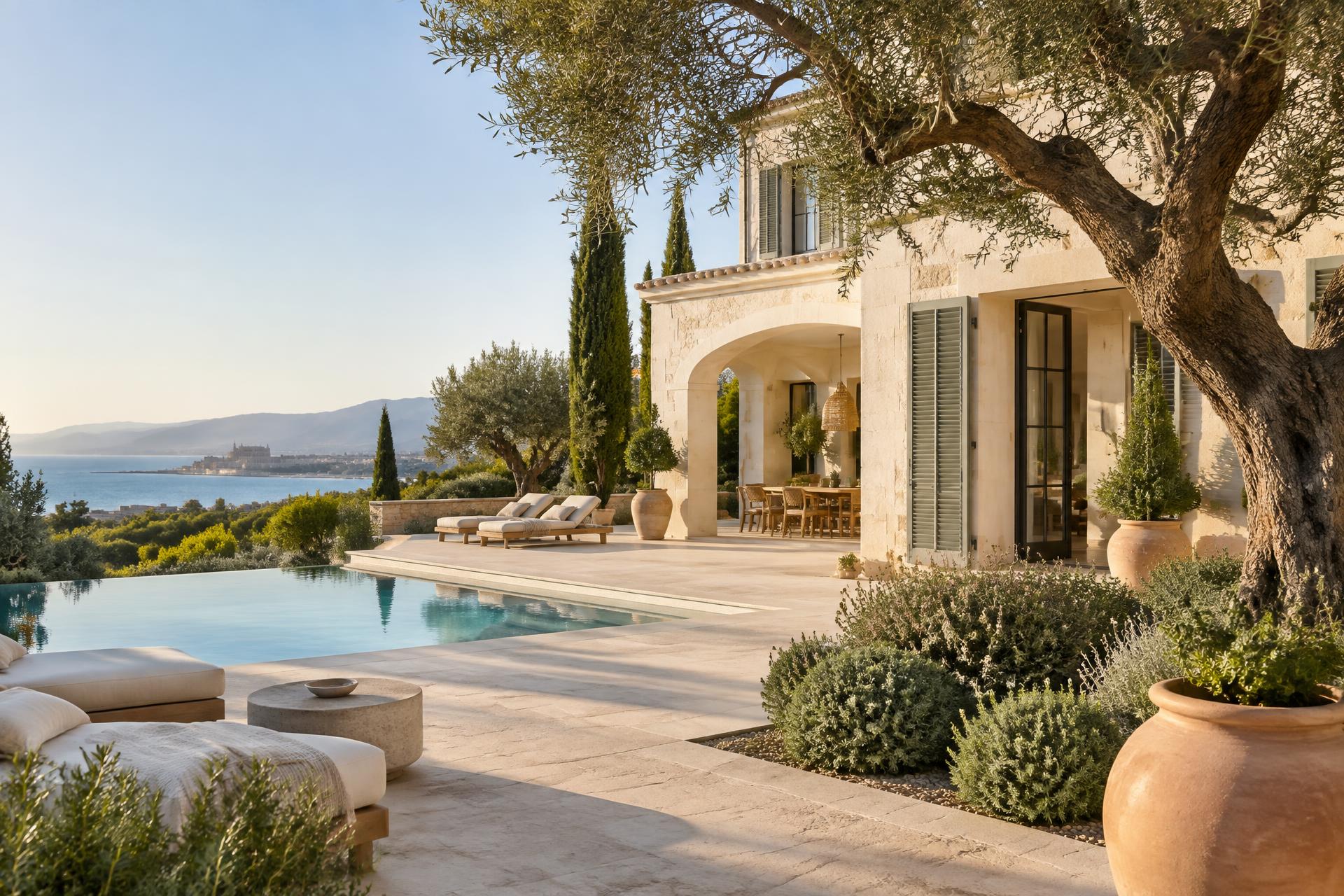 Mediterranean villa and garden overlooking Palma